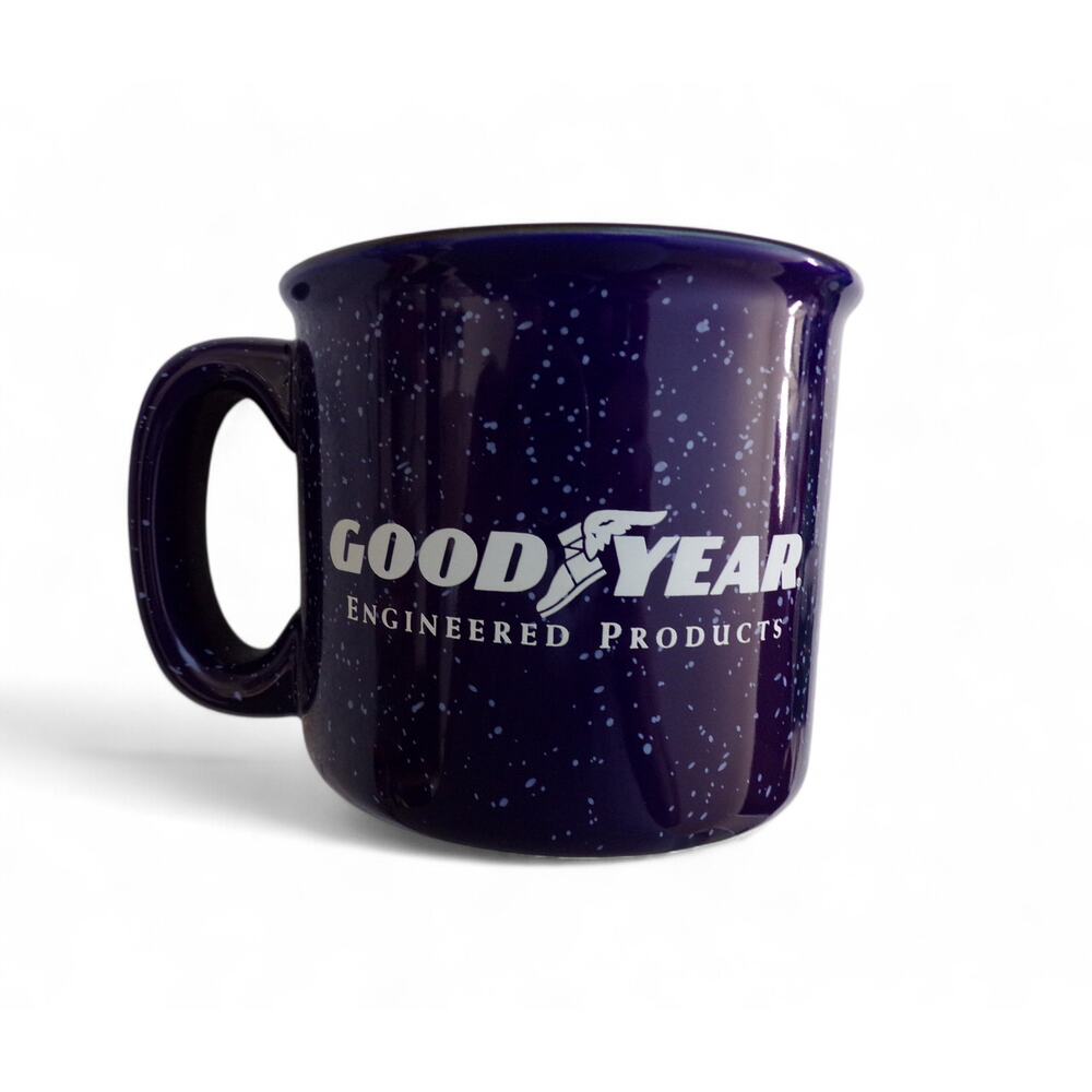 Goodyear ANS Distributing Heavyweight Stoneware Mug Cobalt Blue Speckles